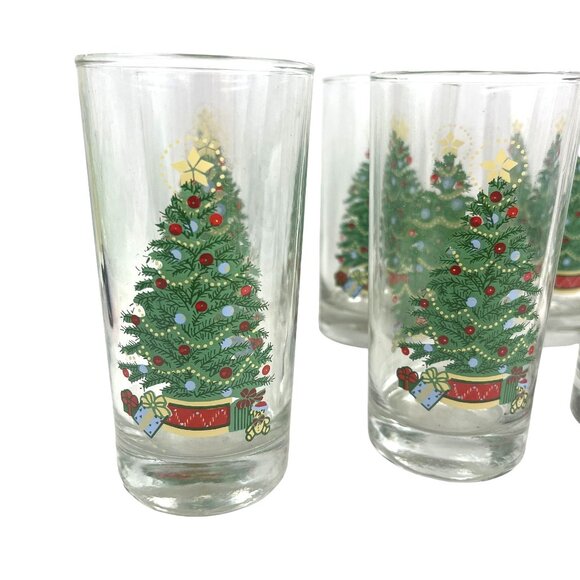 Set Of 6 Christmas HOMCO Tree Highball Glasses - Picture 4 of 6